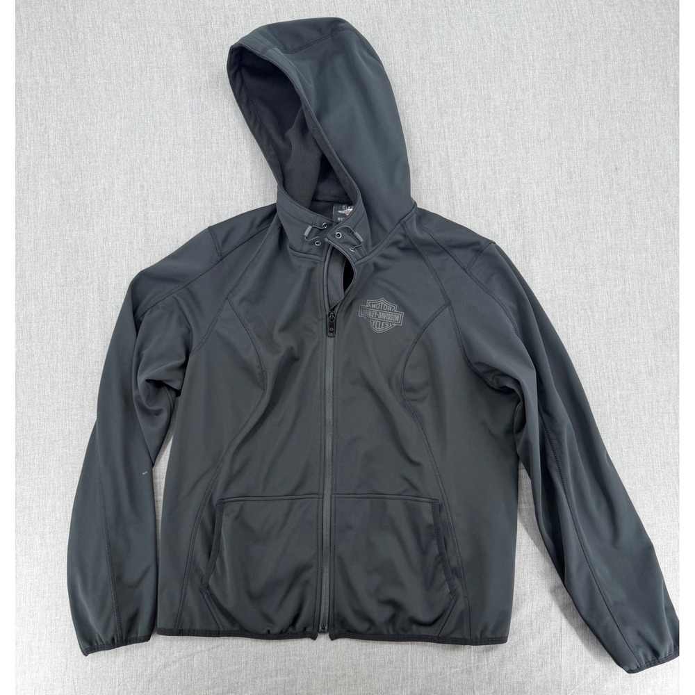 Harley-Davidson Womens Black Softshell Hooded Jacket Willie G Aurora II Size 1W